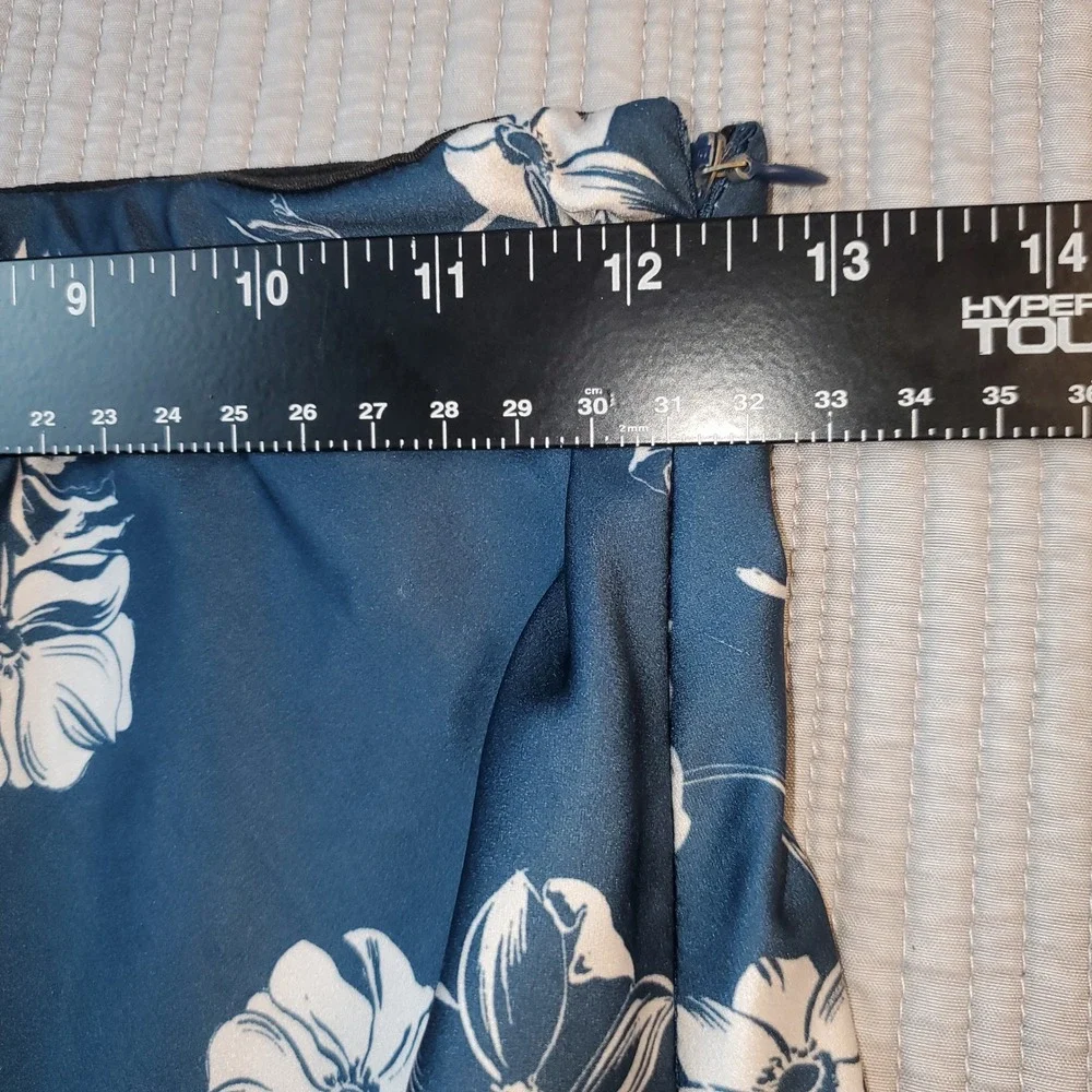 Urban Outfitters Floral Maxi Skirt Teal Blue White Satin A-Line Size Medium
